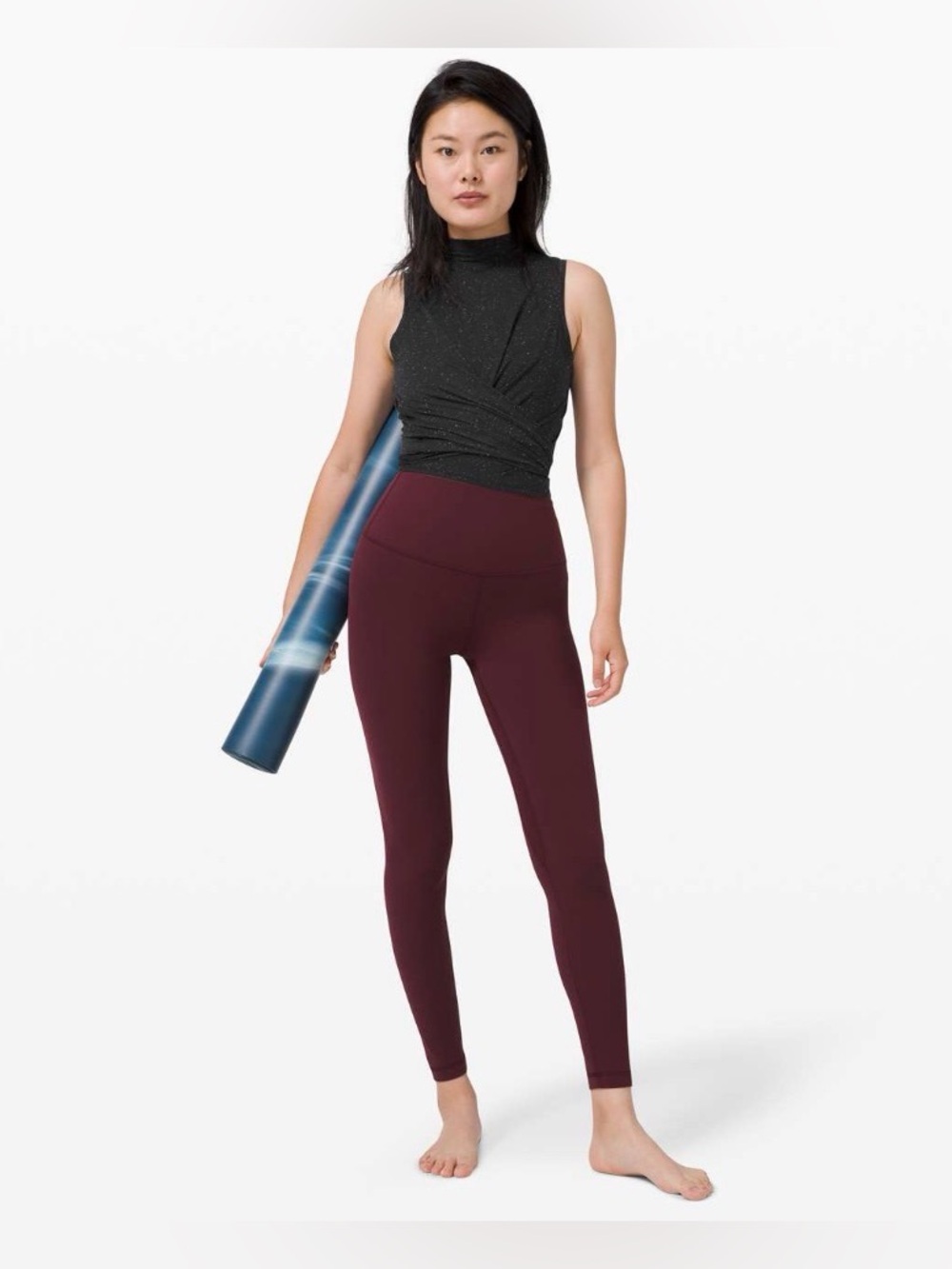 Lululemon Time To Restore Mock Neck Tank  Black White Wrap Tie Back